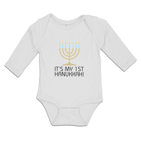 Long Sleeve Bodysuit Baby It's Hanukkah! Menorah Candlestand Candles Cotton