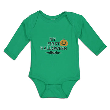 Long Sleeve Bodysuit Baby My First Halloween with Bat Boy & Girl Clothes Cotton