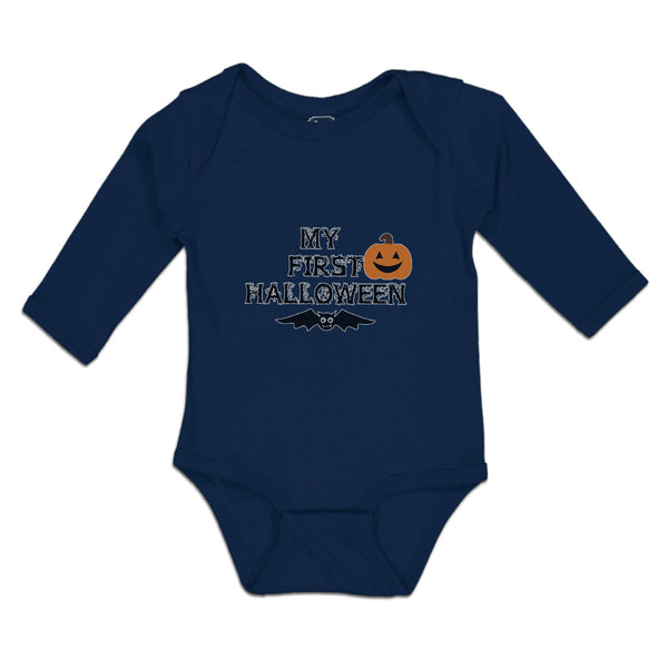 Long Sleeve Bodysuit Baby My First Halloween with Bat Boy & Girl Clothes Cotton