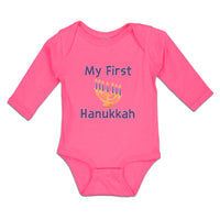 Long Sleeve Bodysuit Baby My First Hanukkah Menorah Candlestand with 7 Candles