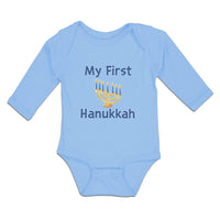 Long Sleeve Bodysuit Baby My First Hanukkah Menorah Candlestand with 7 Candles