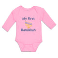 Long Sleeve Bodysuit Baby My First Hanukkah Menorah Candlestand with 7 Candles