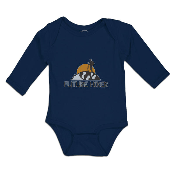 Long Sleeve Bodysuit Baby Hiker Tourist Hiking. Standing Ledge Cotton - Cute Rascals