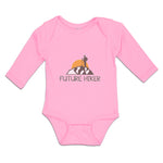 Long Sleeve Bodysuit Baby Hiker Tourist Hiking. Standing Ledge Cotton - Cute Rascals