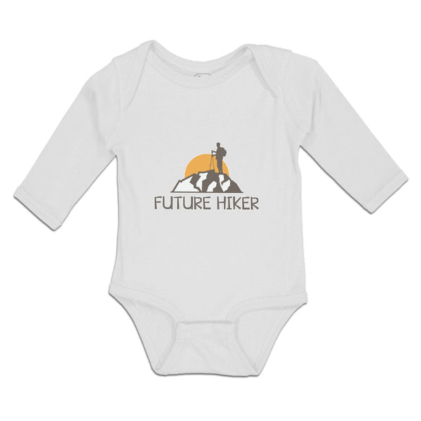 Long Sleeve Bodysuit Baby Hiker Tourist Hiking. Standing Ledge Cotton - Cute Rascals
