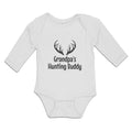 Long Sleeve Bodysuit Baby Grandpa's Hunting Buddy with Deer Horn Cotton
