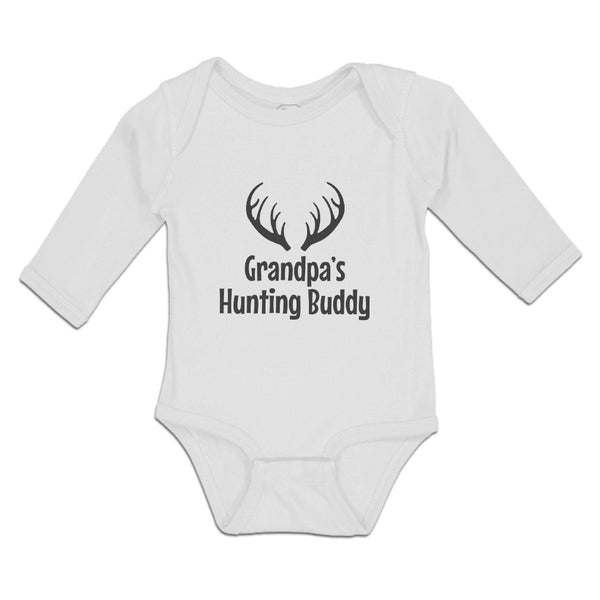 Long Sleeve Bodysuit Baby Grandpa's Hunting Buddy with Deer Horn Cotton - Cute Rascals