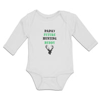 Long Sleeve Bodysuit Baby Papa's Future Hunting Buddy with Animal Face Deer