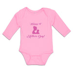 Long Sleeve Bodysuit Baby Happy 1St Mothers Day with Mother and Son Image Cotton - Cute Rascals