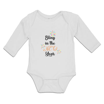 Long Sleeve Bodysuit Baby Bling in The New Year with Crackers Boy & Girl Clothes