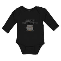 Long Sleeve Bodysuit Baby Happy Meow Pet Animal Cat Face Sunglass Bow Cotton - Cute Rascals