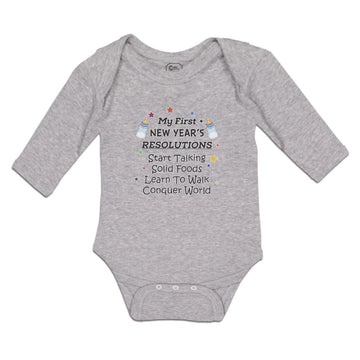 Long Sleeve Bodysuit Baby Year's Resolutions Talking Foods Conquer Cotton