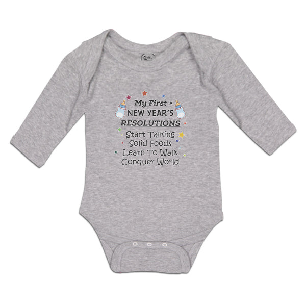 Long Sleeve Bodysuit Baby Year's Resolutions Talking Foods Conquer Cotton