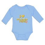 Long Sleeve Bodysuit Baby I Love Oktoberfest with Yellow Heart Cotton