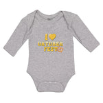 Long Sleeve Bodysuit Baby I Love Oktoberfest with Yellow Heart Cotton
