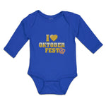 Long Sleeve Bodysuit Baby I Love Oktoberfest with Yellow Heart Cotton