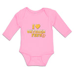 Long Sleeve Bodysuit Baby I Love Oktoberfest with Yellow Heart Cotton