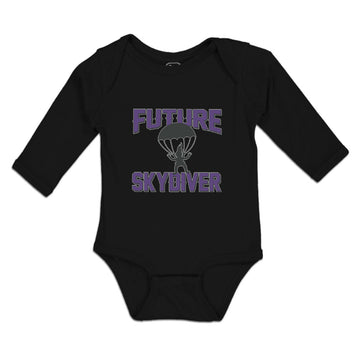 Long Sleeve Bodysuit Baby Future Skydiver Flying in Hot Air Balloon Cotton