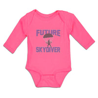 Long Sleeve Bodysuit Baby Future Skydiver Flying in Hot Air Balloon Cotton - Cute Rascals