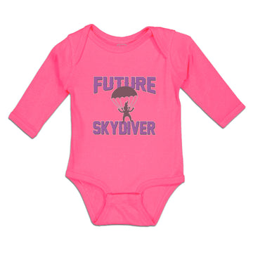 Long Sleeve Bodysuit Baby Future Skydiver Flying in Hot Air Balloon Cotton