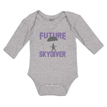 Long Sleeve Bodysuit Baby Future Skydiver Flying in Hot Air Balloon Cotton