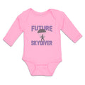 Long Sleeve Bodysuit Baby Future Skydiver Flying in Hot Air Balloon Cotton