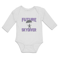 Long Sleeve Bodysuit Baby Future Skydiver Flying in Hot Air Balloon Cotton - Cute Rascals