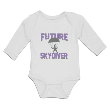 Long Sleeve Bodysuit Baby Future Skydiver Flying in Hot Air Balloon Cotton