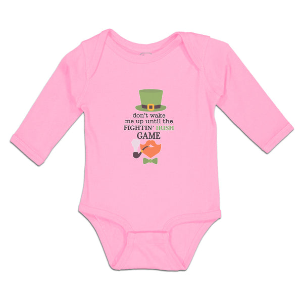 Long Sleeve Bodysuit Baby Don'T Wake Me Fightin' Irish Game Hat Bow Cotton - Cute Rascals