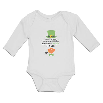 Long Sleeve Bodysuit Baby Don'T Wake Me Fightin' Irish Game Hat Bow Cotton