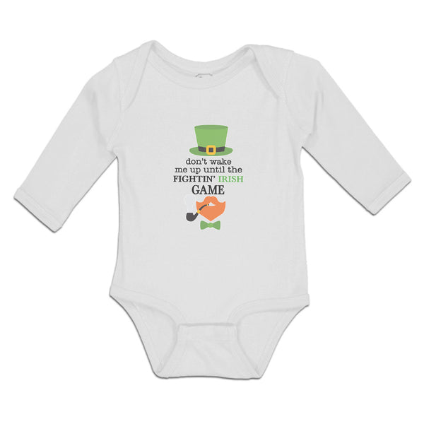 Long Sleeve Bodysuit Baby Don'T Wake Me Fightin' Irish Game Hat Bow Cotton - Cute Rascals