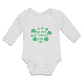 Long Sleeve Bodysuit Baby My First St.Patrick's Day with Irish Shamrock Leaves