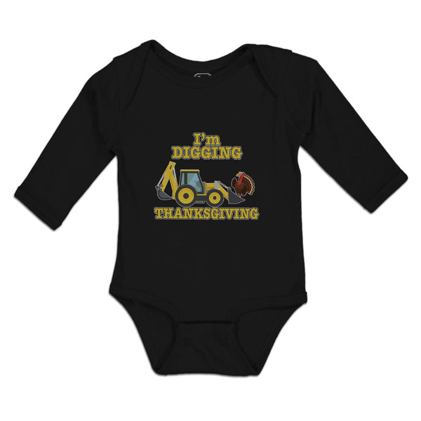 Long Sleeve Bodysuit Baby I'M Digging Thanksgiving Bird Wings Jcb Cotton