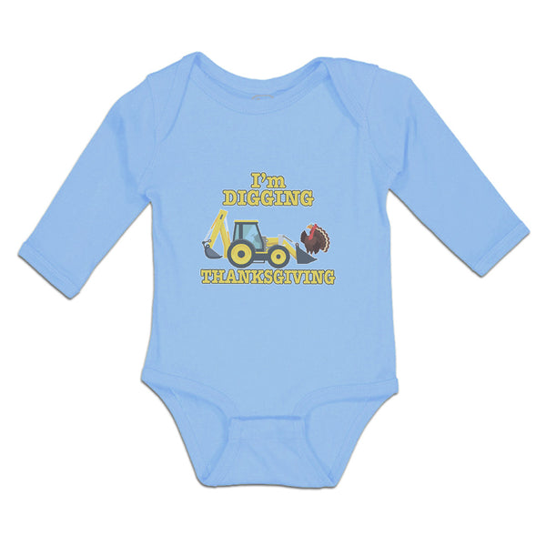 Long Sleeve Bodysuit Baby I'M Digging Thanksgiving Bird Wings Jcb Cotton