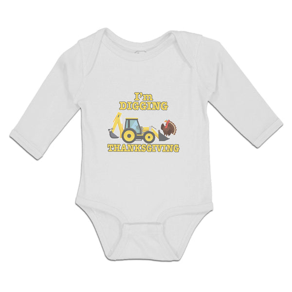 Long Sleeve Bodysuit Baby I'M Digging Thanksgiving Bird Wings Jcb Cotton