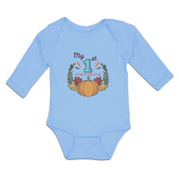 Long Sleeve Bodysuit Baby My 1St Thanksgiving Vegetable Pumpkin with Leaves