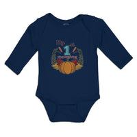 Long Sleeve Bodysuit Baby My 1St Thanksgiving Vegetable Pumpkin with Leaves