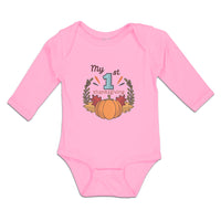 Long Sleeve Bodysuit Baby My 1St Thanksgiving Vegetable Pumpkin with Leaves