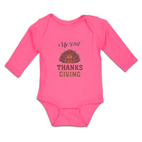 Long Sleeve Bodysuit Baby My Thanksgiving Baby Bird Sitting Open Wings Cotton