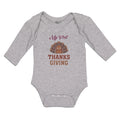 Long Sleeve Bodysuit Baby My Thanksgiving Baby Bird Sitting Open Wings Cotton