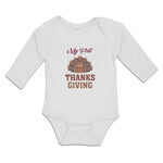 Long Sleeve Bodysuit Baby My Thanksgiving Baby Bird Sitting Open Wings Cotton