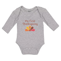 Long Sleeve Bodysuit Baby My First Thanksgiving Bird Boy & Girl Clothes Cotton