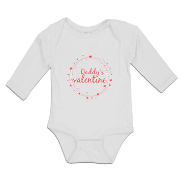 Long Sleeve Bodysuit Baby Daddy's Valentine with Wreath Hearts Design Cotton