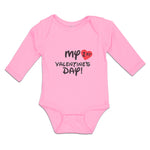 Long Sleeve Bodysuit Baby My 1St Valentine's Day with Heart Symbol Cotton