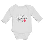 Long Sleeve Bodysuit Baby My 1St Valentine's Day with Heart Symbol Cotton