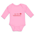 Long Sleeve Bodysuit Baby My First Valentine's with Heart Symbol Cotton