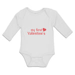 Long Sleeve Bodysuit Baby My First Valentine's with Heart Symbol Cotton