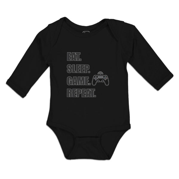 Long Sleeve Bodysuit Baby Eat. Sleep. Game. Repeat. Video Game Cotton - Cute Rascals