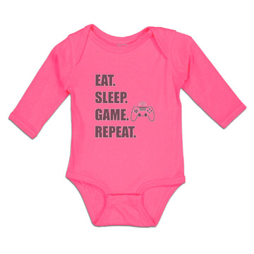 Long Sleeve Bodysuit Baby Eat. Sleep. Game. Repeat. Video Game Cotton