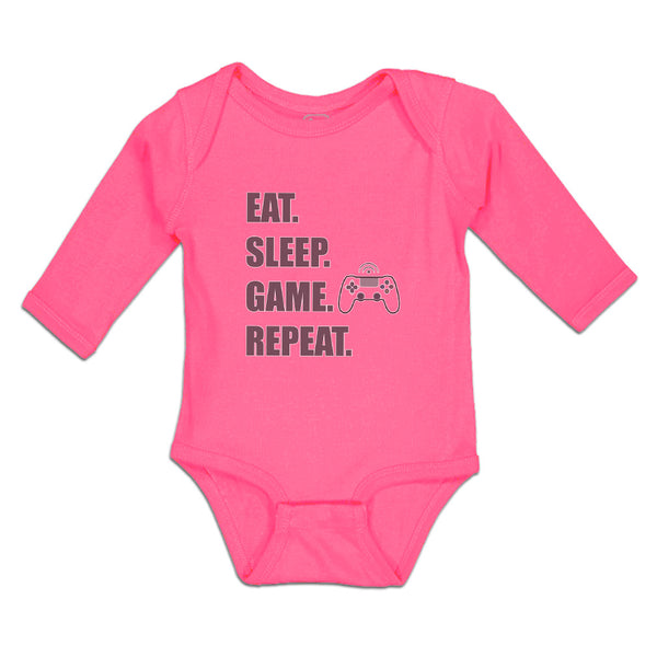 Long Sleeve Bodysuit Baby Eat. Sleep. Game. Repeat. Video Game Cotton - Cute Rascals